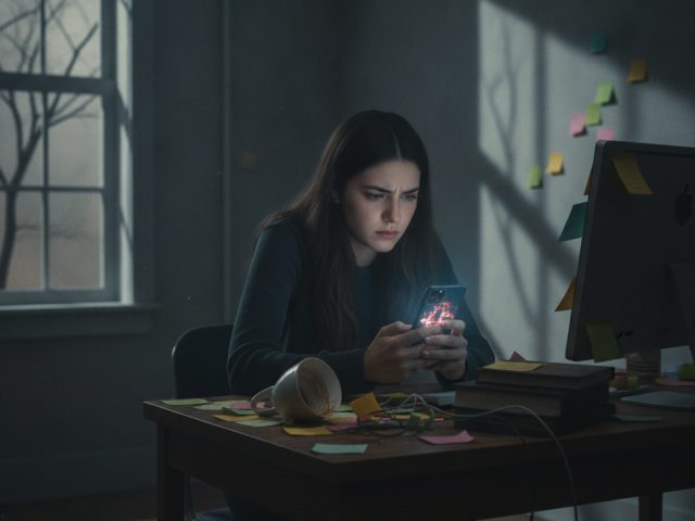 Логотип Ozon на фоне экрана смартфона с Google Play