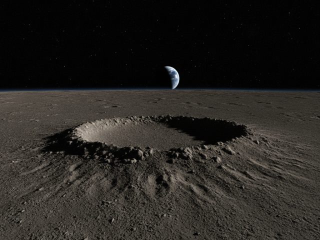 Новый кратер на Луне, образованный ракетой Falcon 9