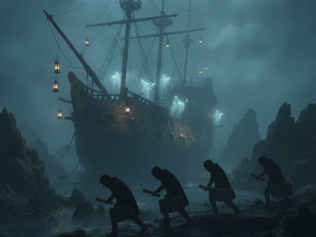 Картинка из игры Last Pirates: Die Together с пиратами и призраками