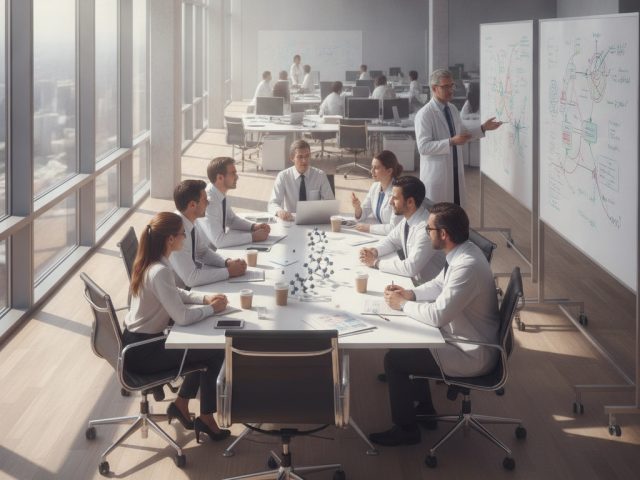 Логотип Anthropic на фоне научных исследований