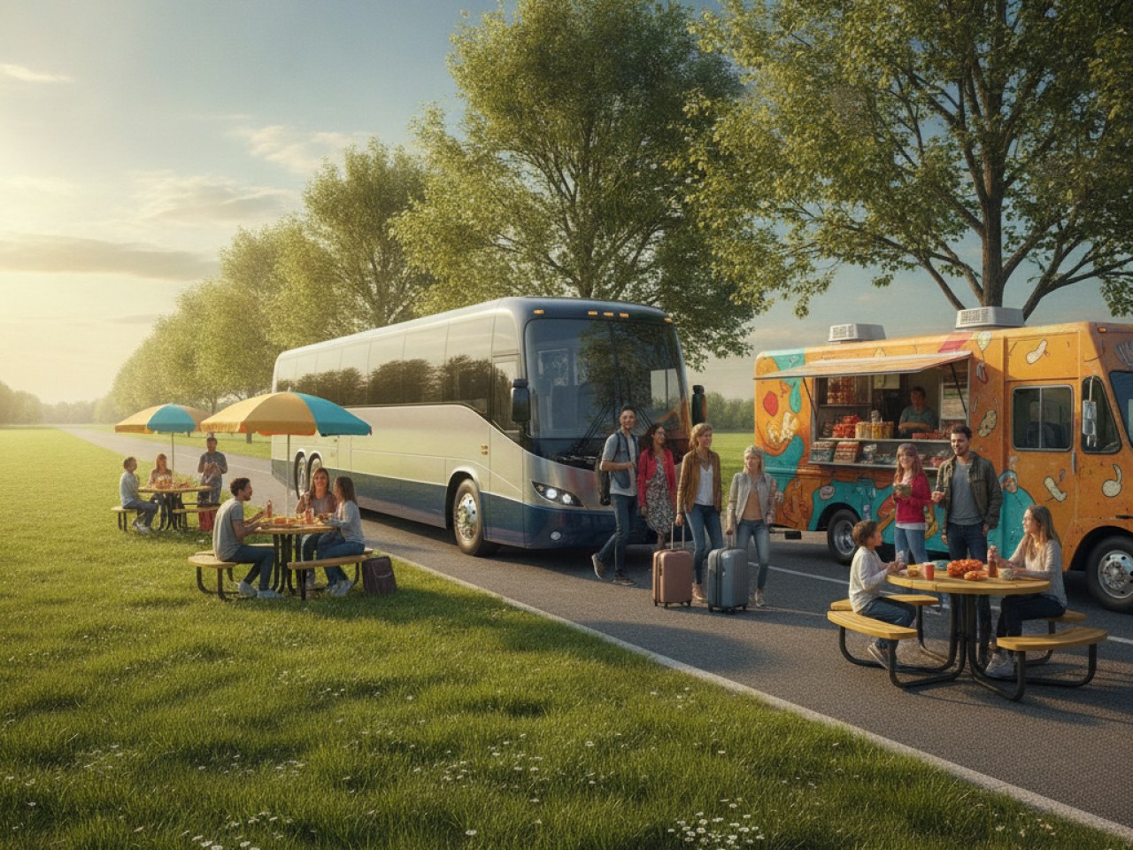 Автобус в Euro Truck Simulator 2 на фоне игрового мира