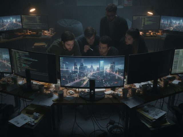 Логотип GTA VI на фоне игрового процесса