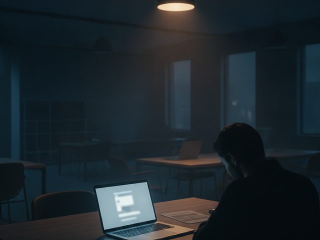 Логотип Apple и OpenAI на фоне технологического города