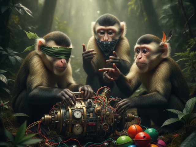 Изображение игры BOMBANANA с тремя обезьянами в команде