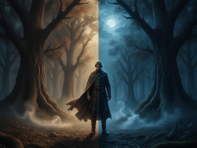 Скриншот из игры The Blood of Dawnwalker с вампиром и открытым миром