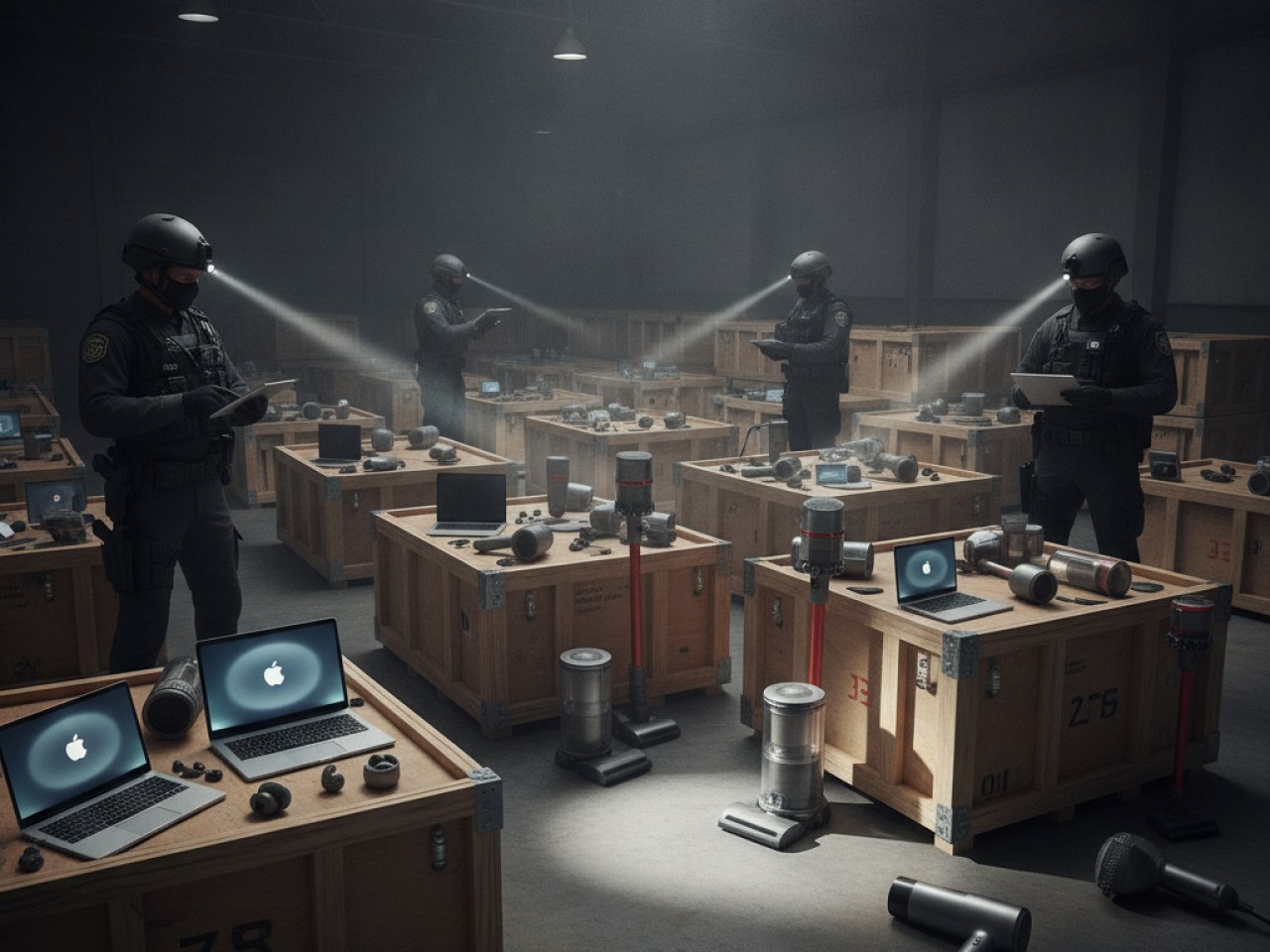 Изъятая техника Apple и Dyson на Горбушке