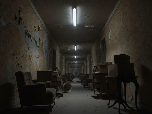 Кадр из фильма Backrooms, атмосферный хоррор