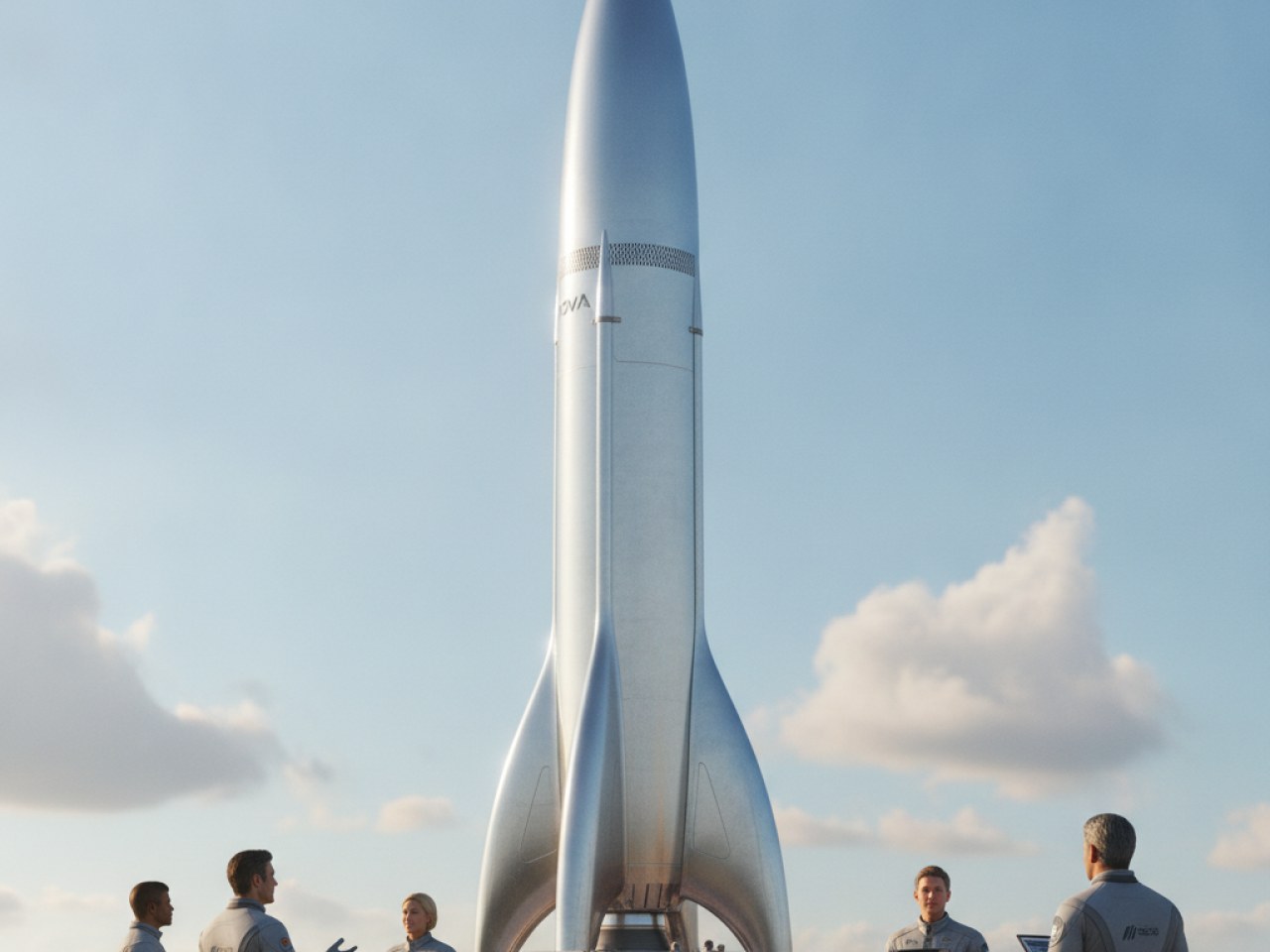 Логотип Stoke Space на фоне ракеты Nova