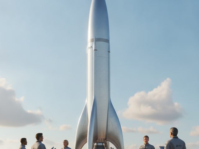 Логотип Stoke Space на фоне ракеты Nova