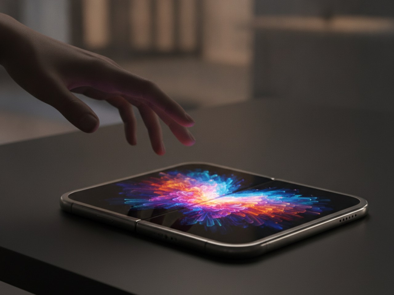 Складной iPhone от Apple на фоне технологии