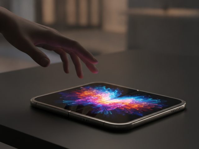 Складной iPhone от Apple на фоне технологии