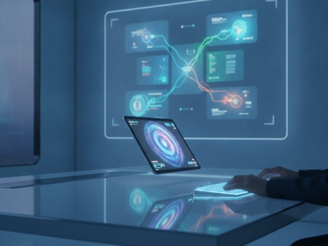 Логотип Siri на фоне современных технологий