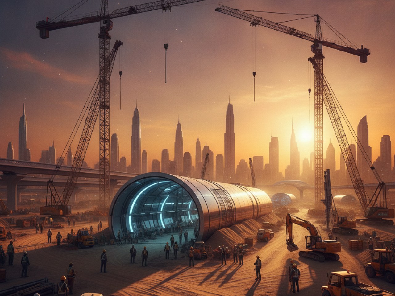 Логотип The Boring Company на фоне тоннеля