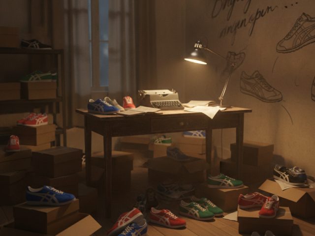 Логотип Nike на фоне кроссовок и спортивной атрибутики