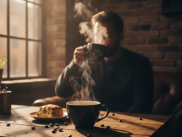 Чашка горячего чая на столе