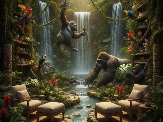 Стивен Шусслер в тематическом ресторане Rainforest Cafe