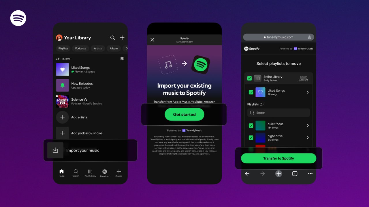 Spotify предлагает новую функцию для переноса плейлистов