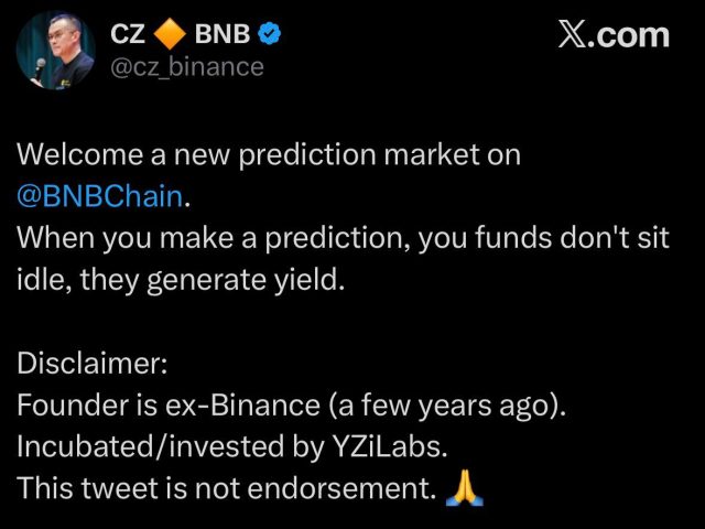 Чанпэн Чжао представляет новый сервис Predict.fun