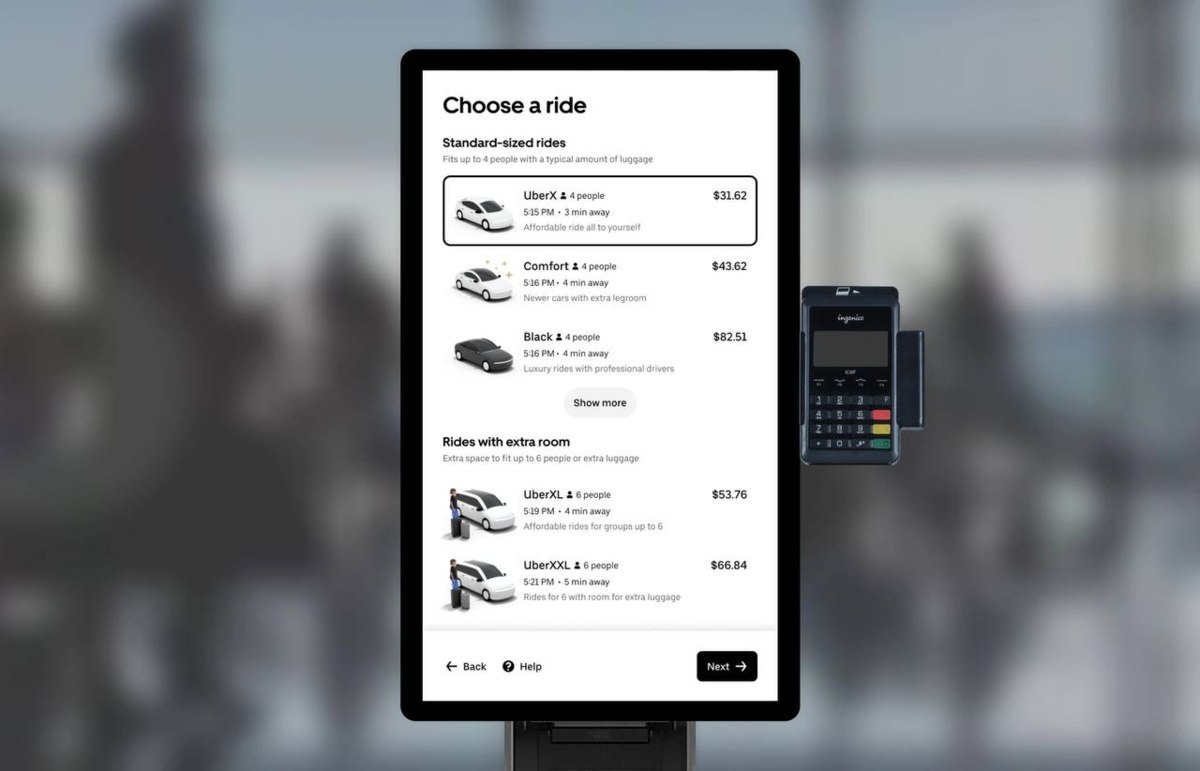 Uber запускает терминалы для заказа такси в аэропортах США