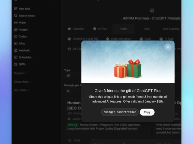OpenAI запускает акцию для пользователей ChatGPT Plus