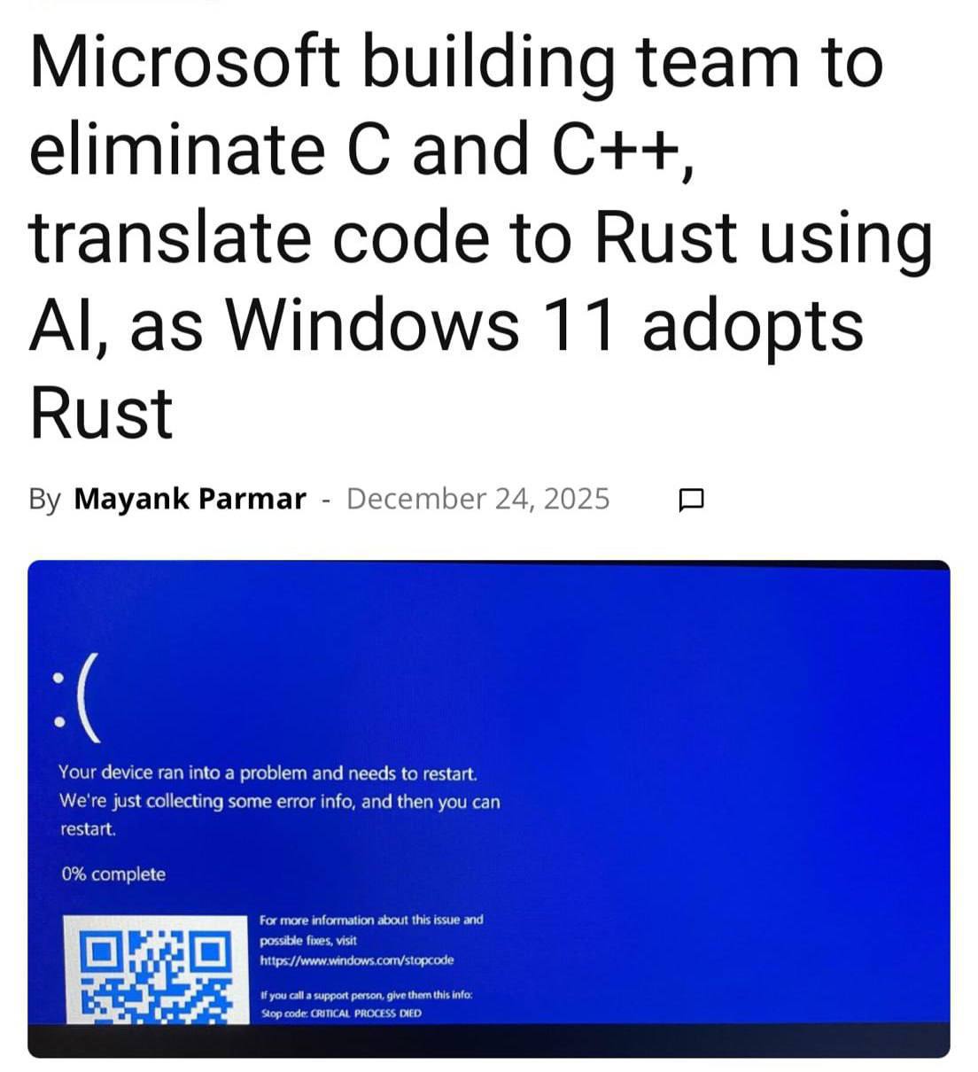 Microsoft обновляет Windows: переход на Rust