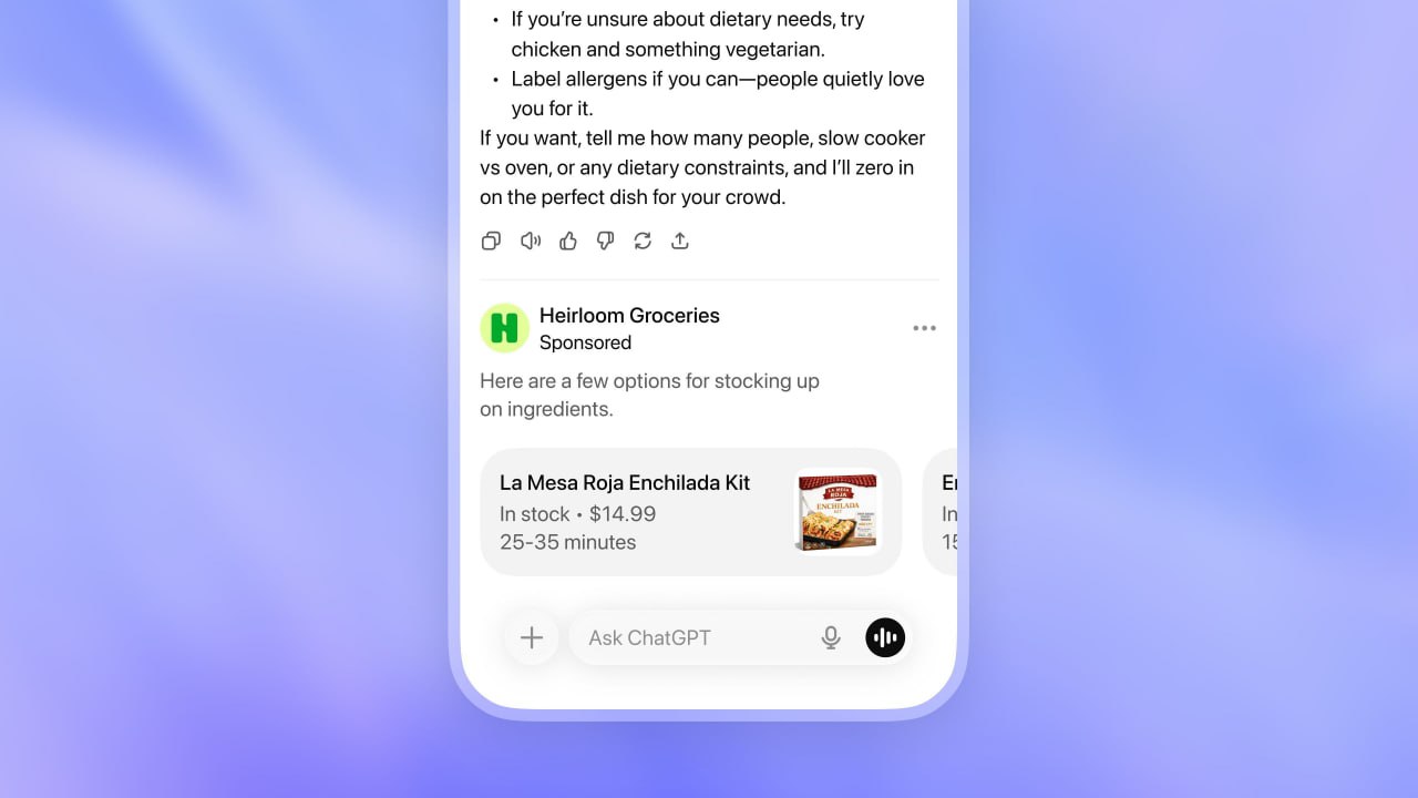 OpenAI начинает тестирование рекламы в ChatGPT