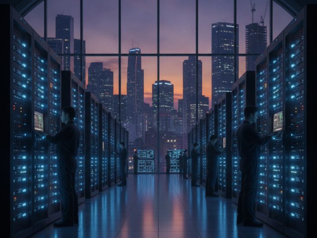 Логотип Microsoft на фоне облачных технологий