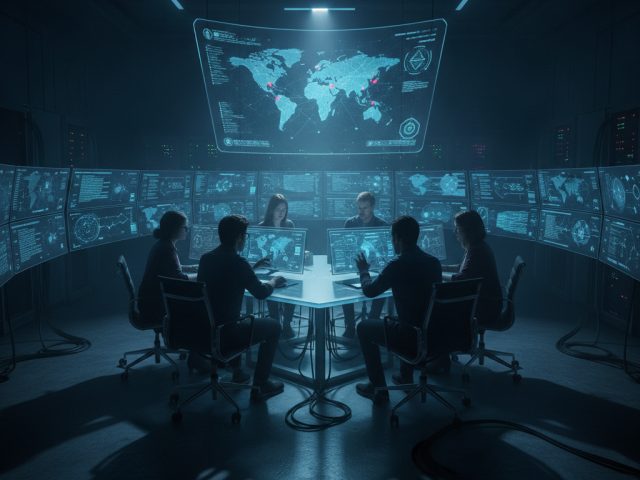Логотип Anthropic на фоне технологий кибербезопасности