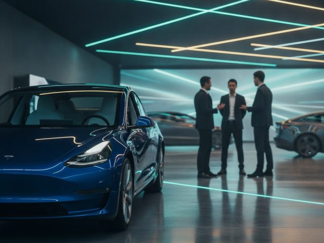 Логотип Tesla на фоне китайского флага
