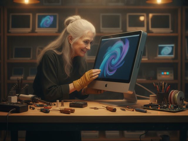 Старый монитор Apple Cinema Display 2004 года на ремонте