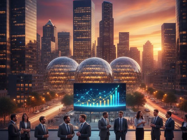 Логотип Amazon на фоне графика роста капитализации компании