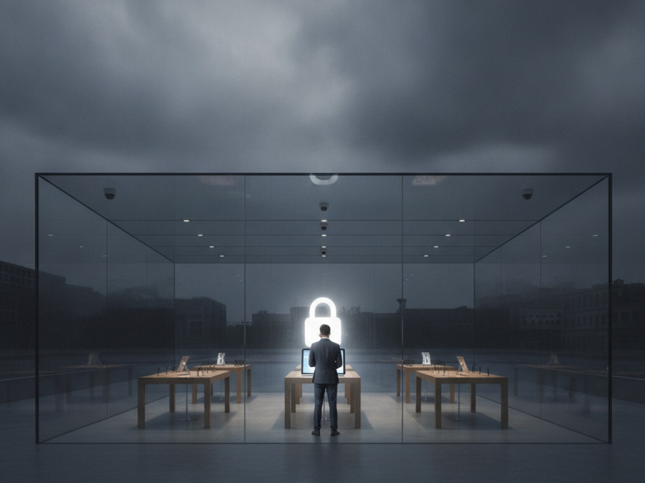 Логотип Apple на фоне британского флага