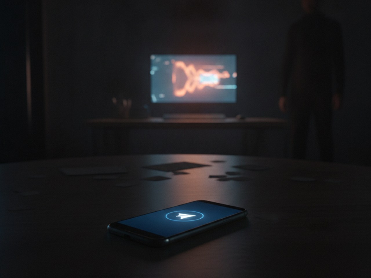 Логотип Telegram на фоне App Store