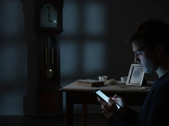 Человек, смотрящий на экран смартфона, погружен в скроллинг