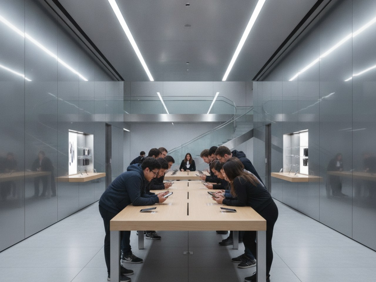 iPhone 17 на фоне технологических аксессуаров
