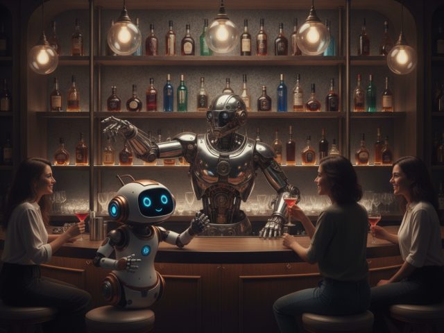 Механический бармен бухлобот в стильном кофре