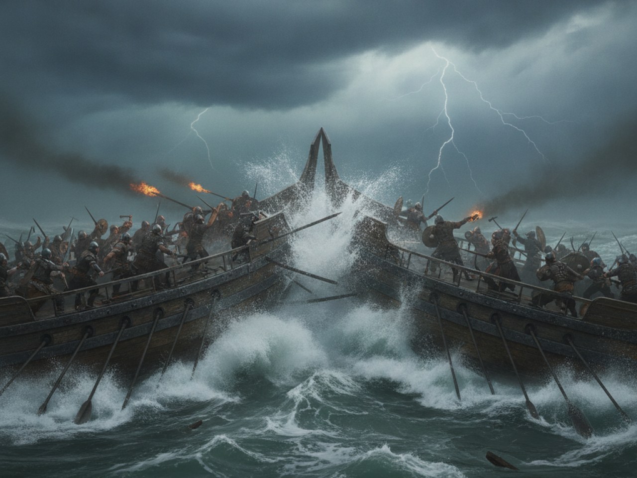 Кадр из третьего сезона Дома Дракона с морской битвой