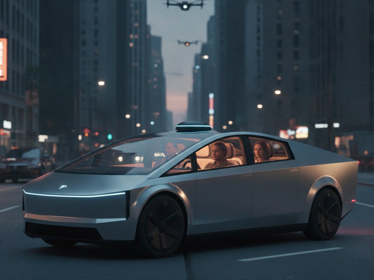 Роботакси Cybercab от Tesla с панелью Starlink